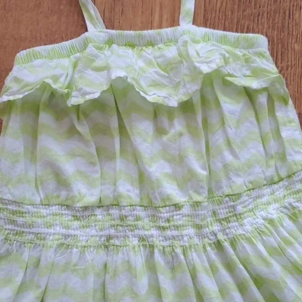 Naartjie Girls Lime Green Chevron‎ Sundress Size 7